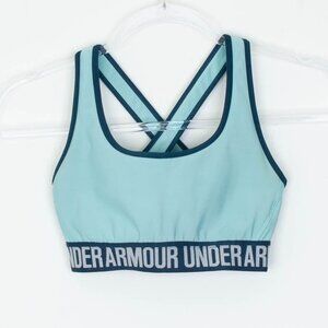 Under Armour Womens UA Crossback Mid Sports Bra Size S Blue Workout Athletic Gym